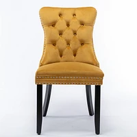 Contemporary Gold Velvet Dining Chairs, Set of 2