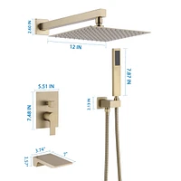 12 Inch Shower System With Handheld Shower Head
