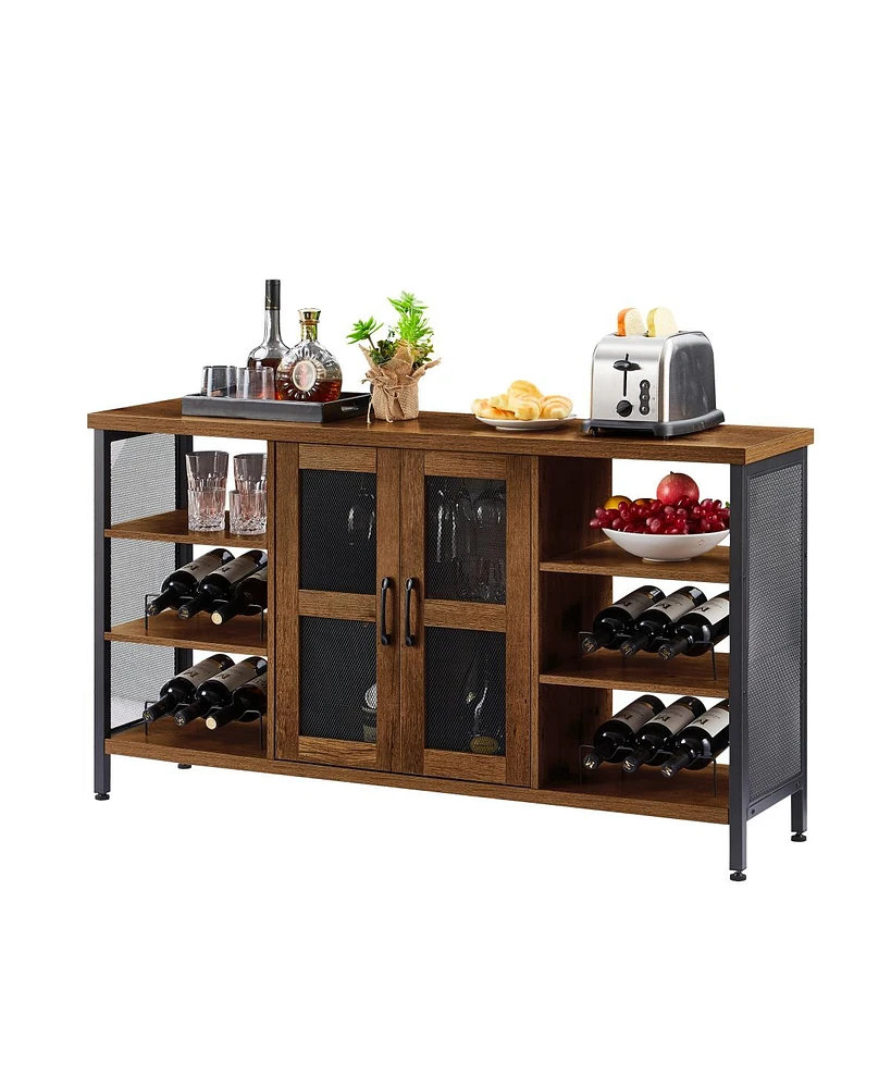 Streamdale Furniture Hazelnut Brown Wine Bar Cabinet & Liquor Credenza