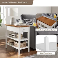 2-tone End Table with Usb Charging, White/Walnut