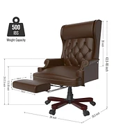 Streamdale Furniture Ergonomic High Back Office Chair with Footstool - Brown