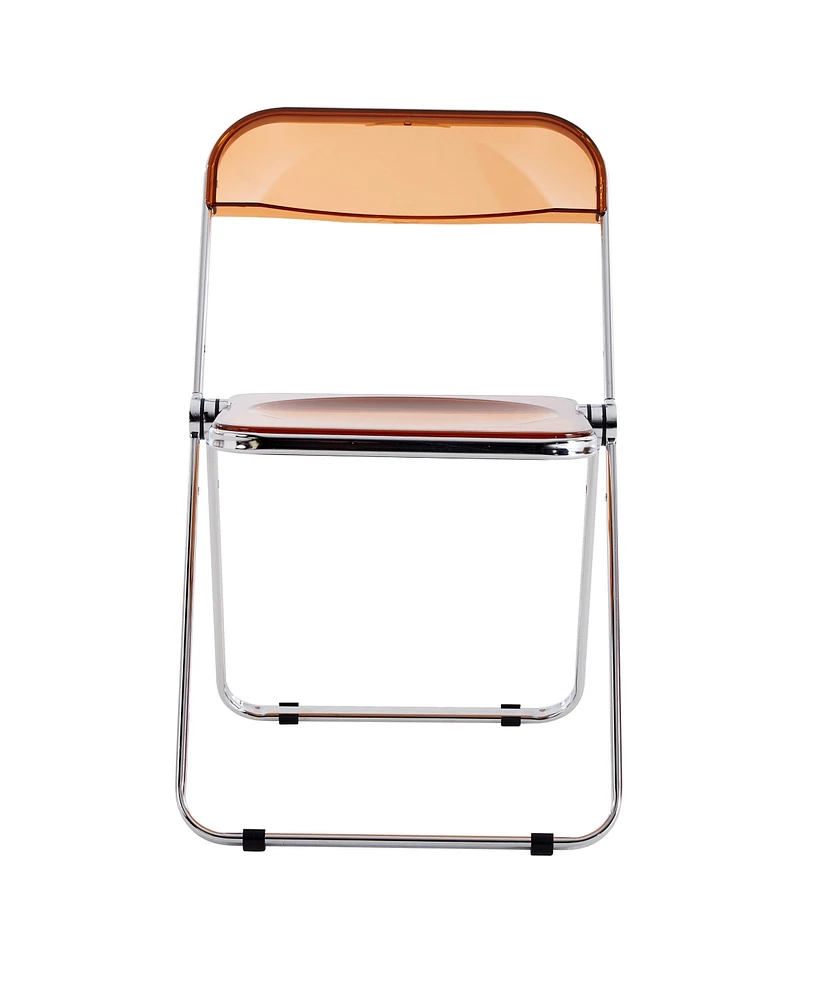 Streamdale Furniture Yellow Clear Transparent Folding Chair Chair Pc Plastic Living Room Seat Zdy-Huang-2