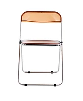 Streamdale Furniture Yellow Clear Transparent Folding Chair Chair Pc Plastic Living Room Seat Zdy-Huang-2