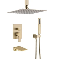 12 Inch Shower System With Waterfall Tub Spout And Handheld Shower Head