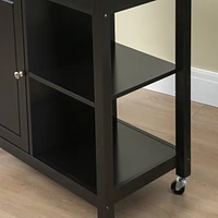 Rolling Black Kitchen Island Cart with Storage