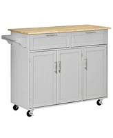 Simplie Fun Mobile Kitchen Island with Storage and Towel Rack