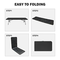 Portable Plastic Camping Table, High Load Bearing Foldable Black Table
