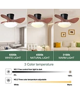 Streamdale Furniture 24" Walnut Ceiling Fan with Lights, Remote & Led