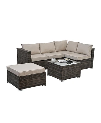 Simplie Fun Outdoor Wicker Furniture Set with Coffee Table