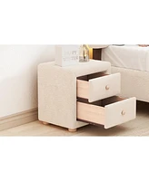 Streamdale Furniture Teddy Fleece Nightstand With 2 Drawers