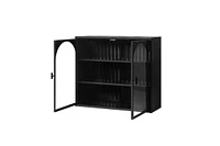 27.56" Glass Doors Modern Two-Door Wall Cabinet