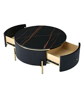 Streamdale Furniture Modern Round Coffee Table With 2 Large Drawers Storage Accent Table(31.5")