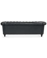 Streamdale Furniture 84.65" Pu Rolled Arm Chesterfield Three Seater Sofa