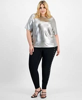 Bar Iii Trendy Plus Size Shine T Shirt Studded High Rise Leggings Created For Macys