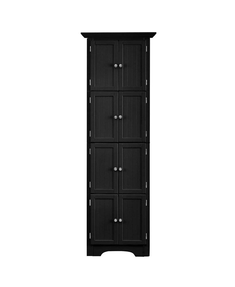 Simplie Fun Modern Black Tall Storage Cabinet, 4 Shelves