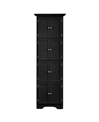 Simplie Fun Modern Black Tall Storage Cabinet, 4 Shelves