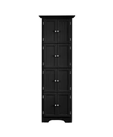 Simplie Fun Modern Black Tall Storage Cabinet, 4 Shelves