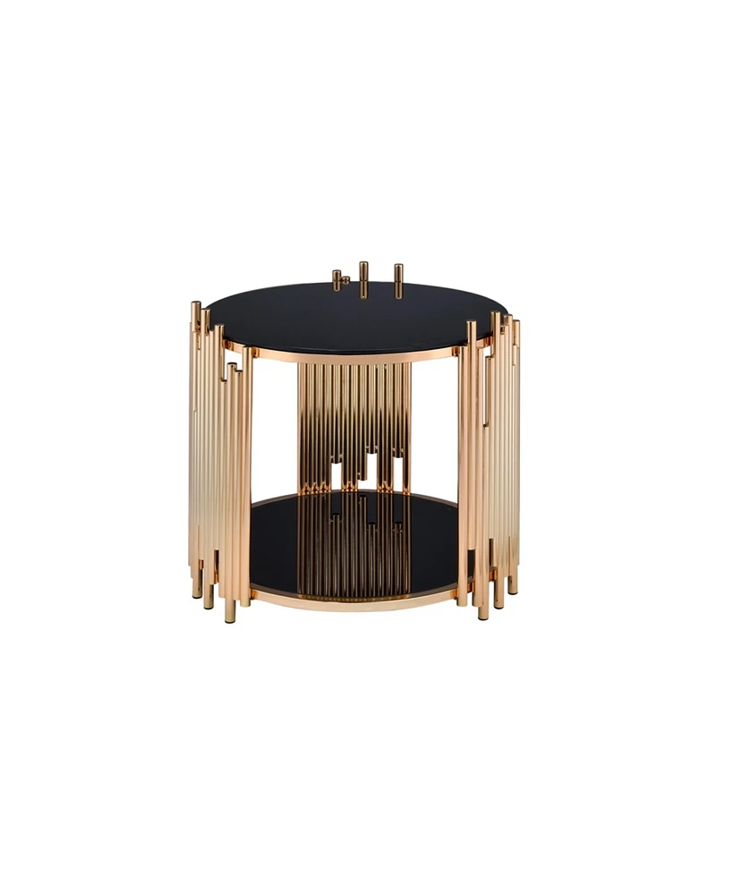 Simplie Fun Tanquin End Table in Gold & Black Glass