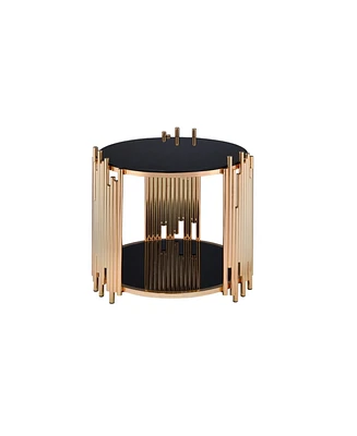 Simplie Fun Tanquin End Table in Gold & Black Glass