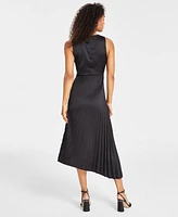 Sam Edelman Women's Pleated Surplice Satin A-Line Dress