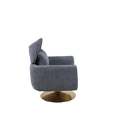 Streamdale Furniture Classic Mid-Century 360-Degree Swivel Accent Chair, Dusty Linen - Blue