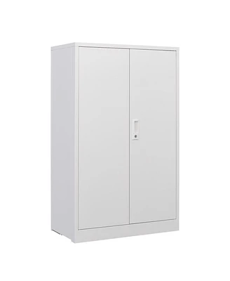 Simplie Fun Locking Metal Storage Cabinet with Shelf, White