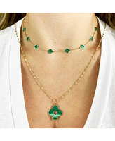 The Lovery Malachite Clover Cut Out Charm 14K Gold