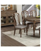 Streamdale Furniture Set Of 2 Dining Chairs Upholstered Tufted Unique Design Chairs Back Cushion Seat Dining Room Brown