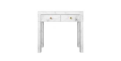 Simplie Fun Tempered Glass Marble Texture Dressing Table