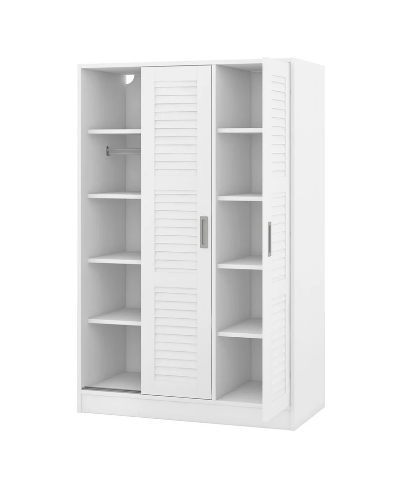 Simplie Fun 3-Door Shutter Wardrobe With Shelves