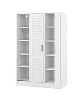 Simplie Fun 3-Door Shutter Wardrobe With Shelves