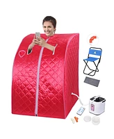 Yescom Portable Home Steam Sauna Spa Tent Weight Loss Slimming Bath Indoor 2L Red