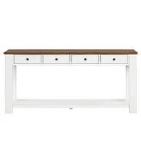 63" Pine Wood Console Table With 4 Drawers And 1 Bottom Shelf For Entryway Hallway