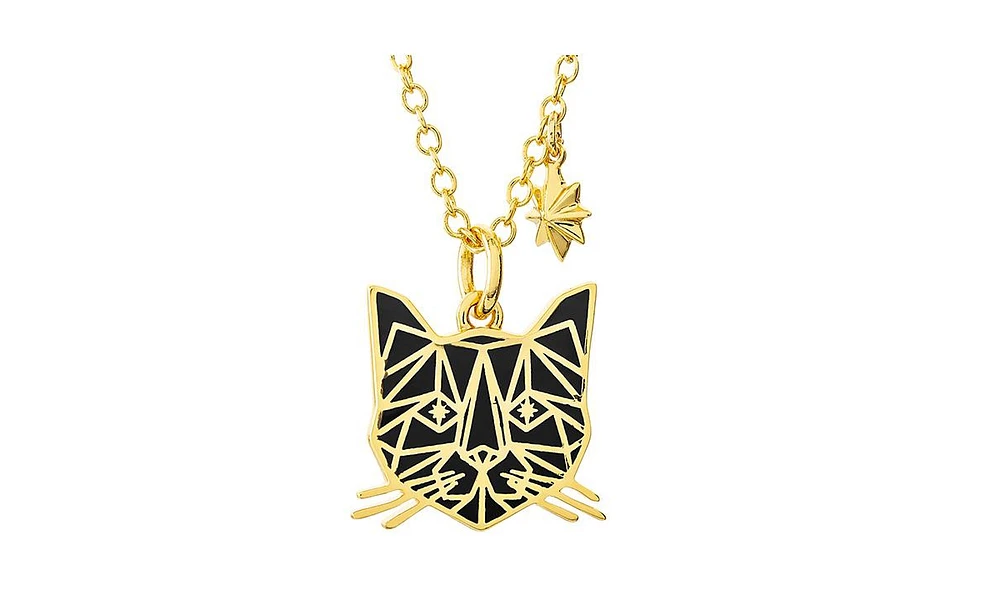 Marvel s Captain Goose Inspired Yellow Gold Plated Cat Pendant Necklace