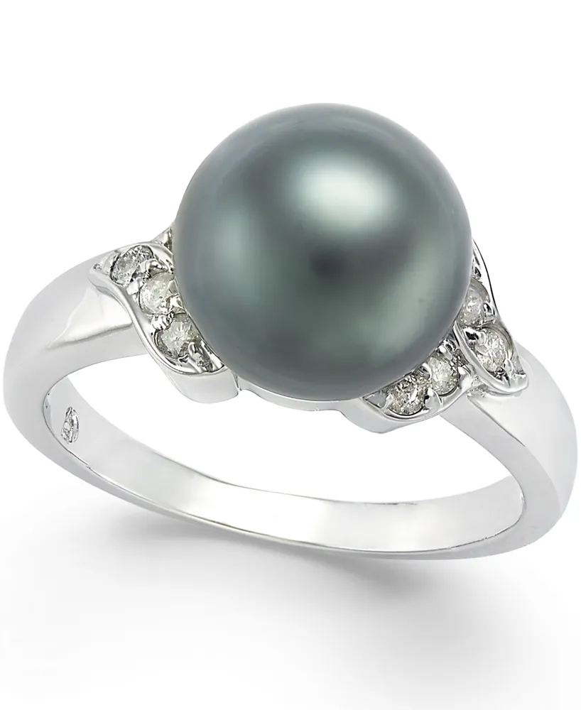 Black Tahitian Pearl and diamond Ring - 916247-BWH-1