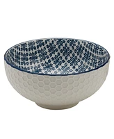 Tabletops Unlimited 6.5" White Honeycomb Embossed Stoneware Ramen Noodle Bowls, Set of 2