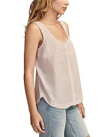 Lucky Brand Cotton Striped Pleated-Chest Tank Top