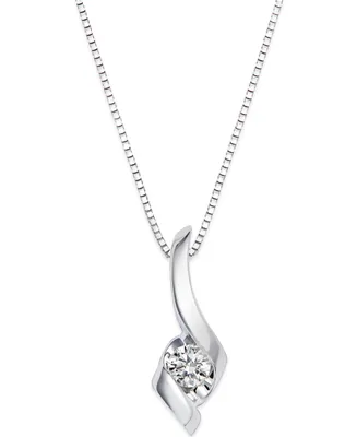 Sirena Diamond Swirl Pendant Necklace in 14k White Gold (1/10 ct. t.w.)