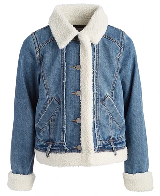 Jou Little & Big Girls Faux-Sherpa-Lining Denim Jacket