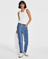 On 34th Women's Two-Tone Straight-Leg Jeans, Created for Macy's