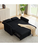 Streamdale Furniture Modern Velvet Loveseat Sleeper Sofa with Pull-Out Bed