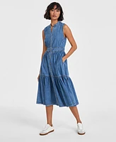 On 34th Women's Denim Tiered Midi Dress, Created for Macy's