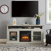 Streamdale Furniture Modern Tv Stand with Fireplace Insert, Stone Gray, 60" W