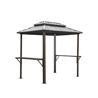 Streamdale Furniture Aluminum Bbq Gazebo - Outdoor Metal Frame, Shelves, Double Roof (Brown)