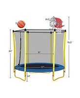 Streamdale Furniture Mini Toddler Trampoline with Enclosure and Basketball Hoop