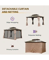 Streamdale Furniture Outdoor Hardtop Gazebo with Curtains and Net