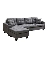 Streamdale Furniture Mega Sectional Sofa Left With Footrest, Convertible Corner Sofa With Armrest Storage, Section