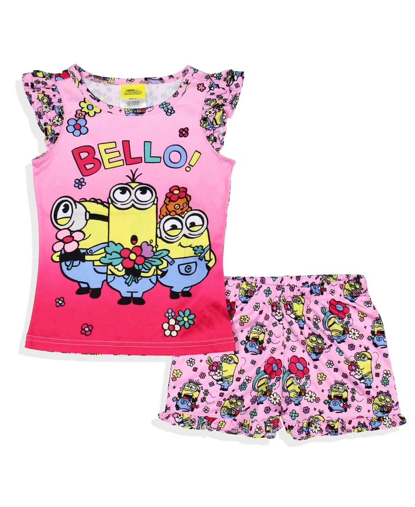 Despicable Me Girls' Flower Bello! Minions Sleep Pajama Set Shorts Kids