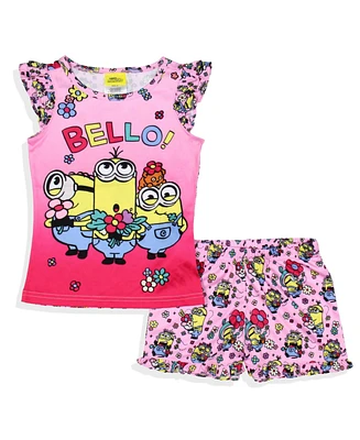 Despicable Me Girls' Flower Bello! Minions Sleep Pajama Set Shorts Kids