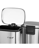 Elama 3 Piece 50 Liter and 5 Liter Stainless Steel Step Trash Bin Combo Set with Slow Close Mechanism